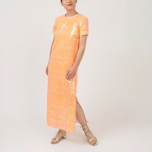 J. Crew Electric Orange Sequin Shift Dress